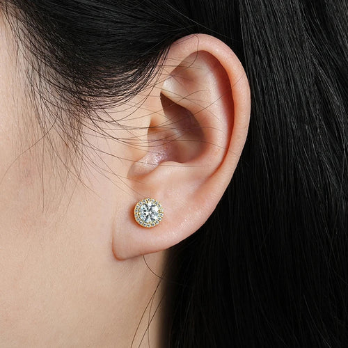 Błyszczące Kolczyki Moissanitowe pozłacane 14-karatowym złotem nr.G33