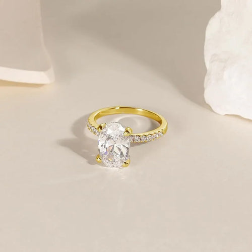 Błyszczący Pierścionek z Cyrkonią pozłacany 14-karatowym złotem nr.G04